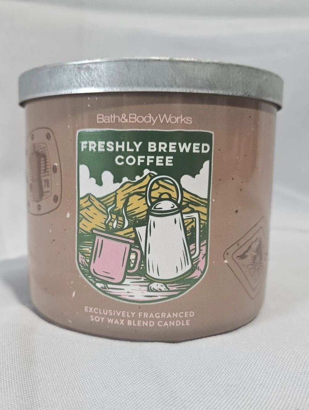 BATH & BODY WORKS FRESHLY BREWED COFFEE 3 WICK CANDLE Warm Cozy Scent Brand New!